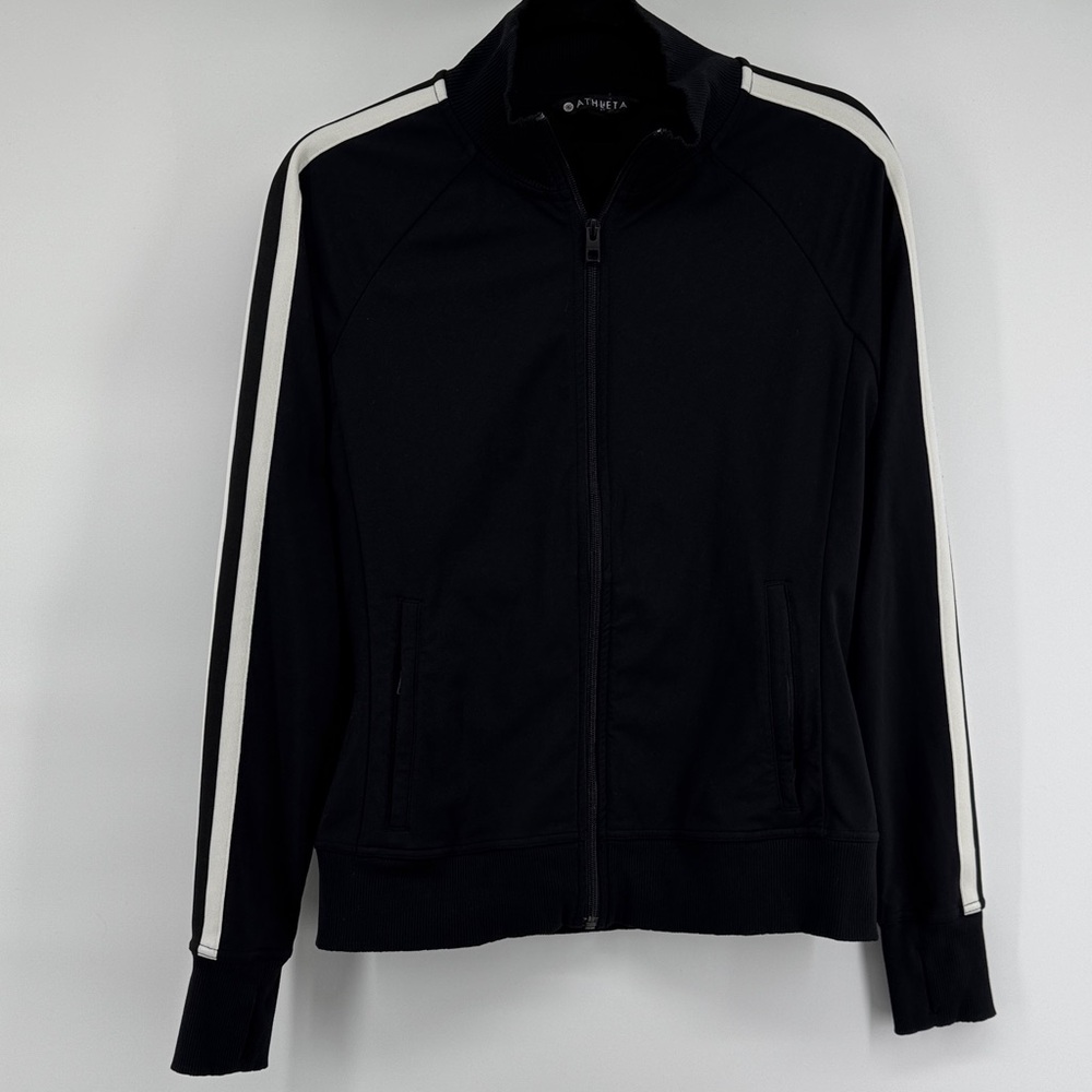 Athleta Iconic Circa Track Jacket Thumbholes Zipp… - image 2